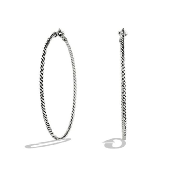 David Yurman Jewelry - David Yurman Cable Hoop Earrings in Sterling Silver